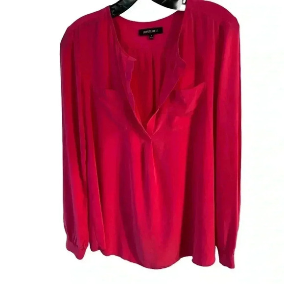 Lafayette 148 women’s long sleeve silk pink blouse front pockets sz 4 - Picture 1 of 9